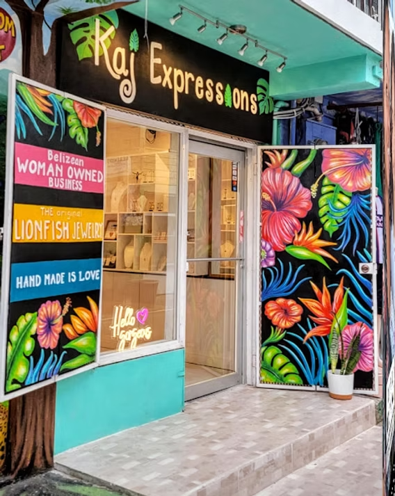 Kaj Expressions storefront in San Ignacio, Belize.